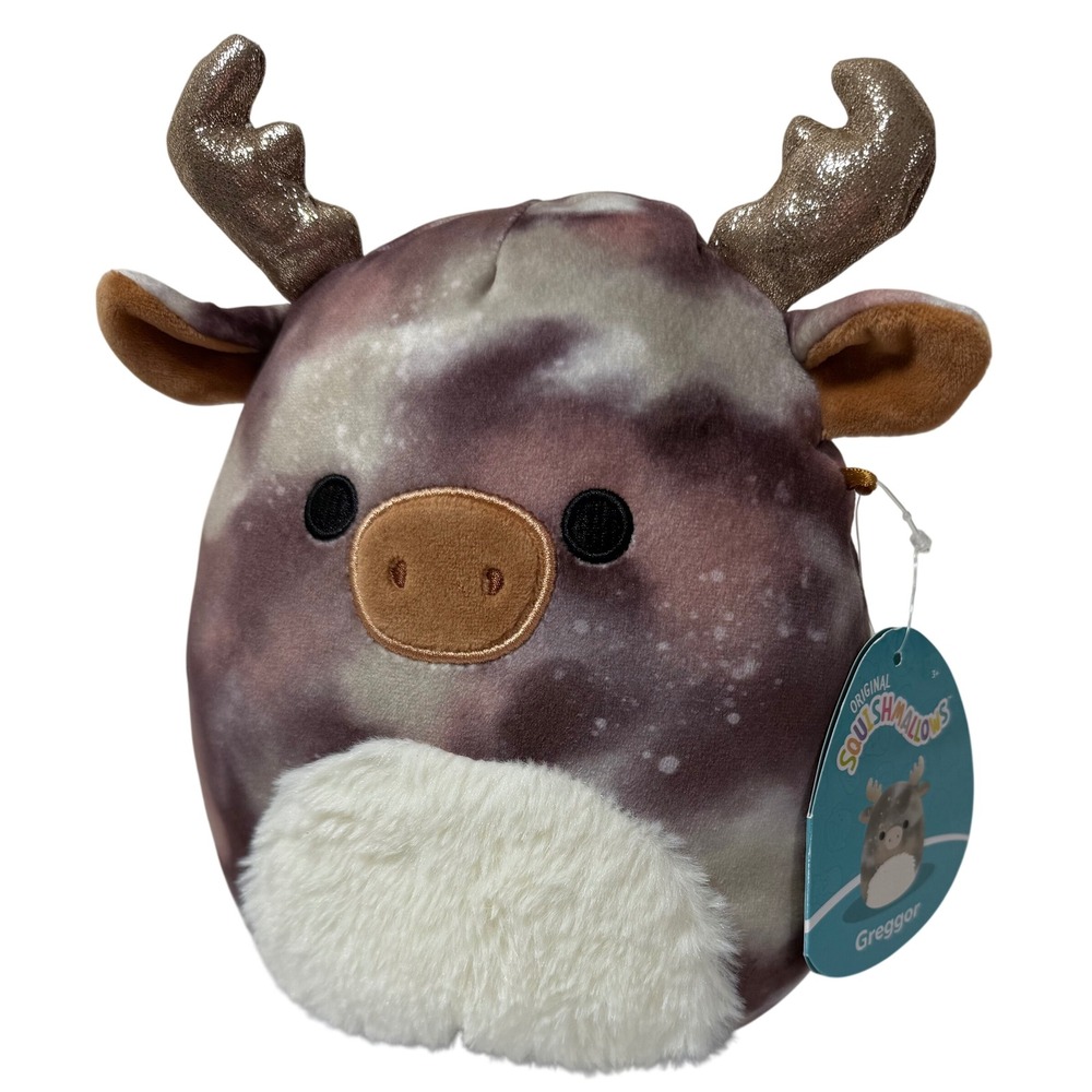 Squishmallows Greggor the Moose 8 Inch Purple Tie Dye Plush Gold Glitter Antlers